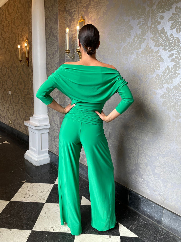 Carbon jumpsuit with sleeve in emerald green