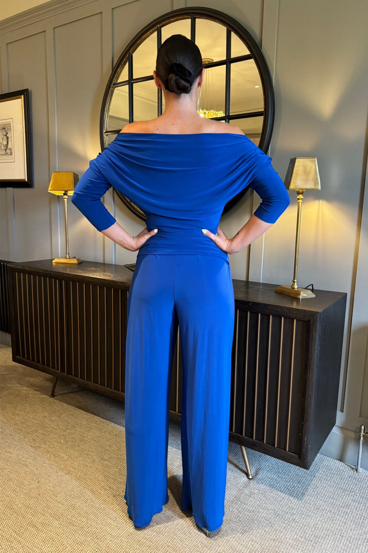 Carbon jumpsuit with sleeve in cobalt