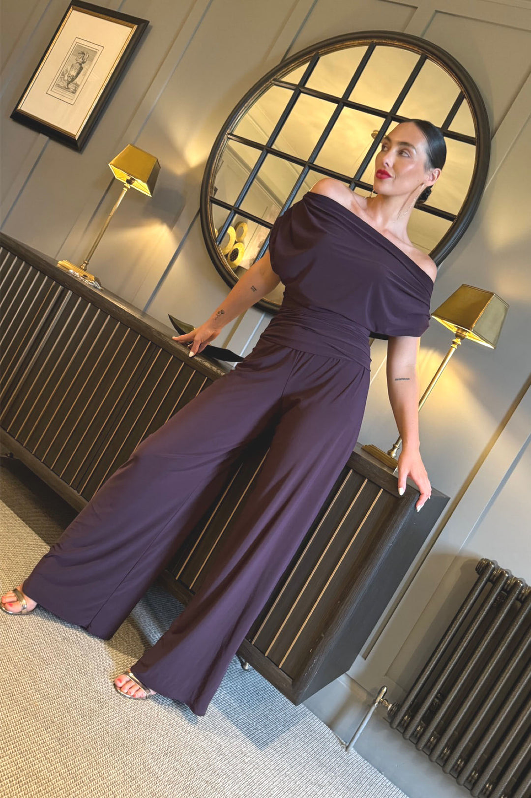 Carbon jumpsuit in blackcurrant