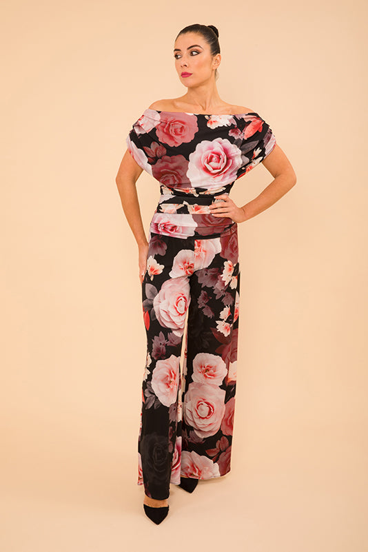 ATOM LABEL carbon jumpsuit in rose print