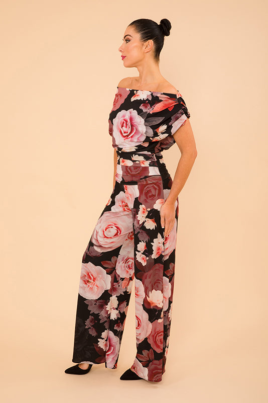 ATOM LABEL carbon jumpsuit in rose print