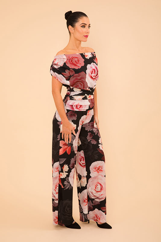 ATOM LABEL carbon jumpsuit in rose print