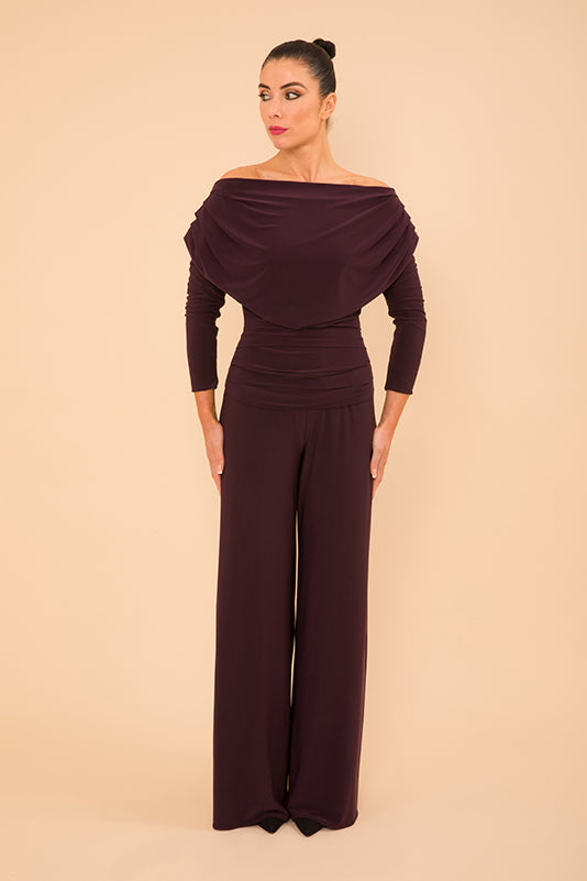 Carbon jumpsuit with sleeve in blackcurrant