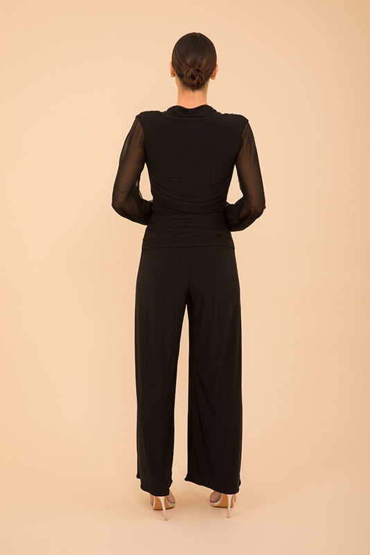 Uranium jumpsuit in black with chiffon sleeve