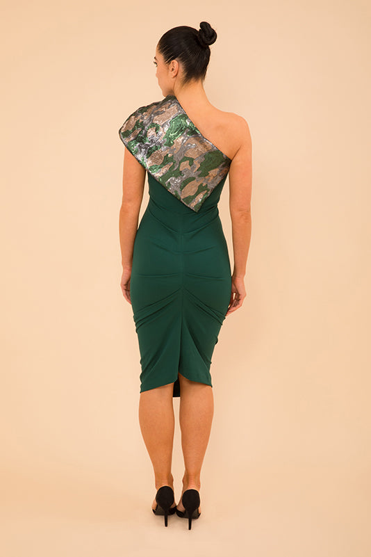 potassium dress in forest green & sequin