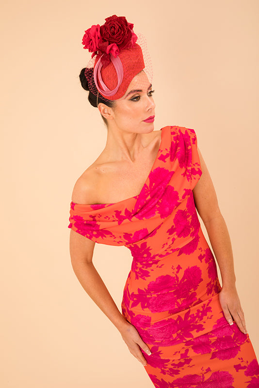 ATOM LABEL chromium dress in orange & fuchsia