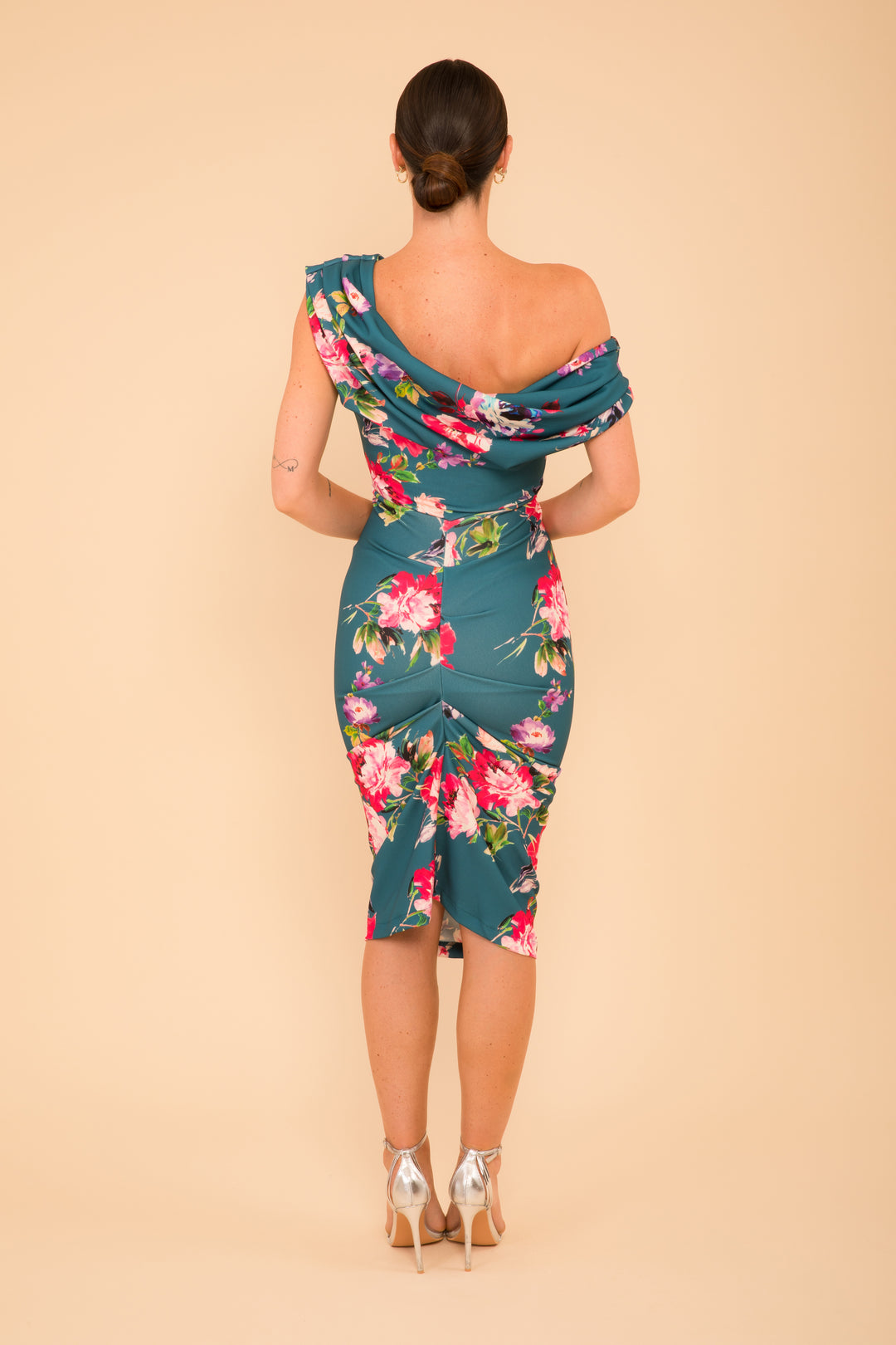 Janus dress in teal floral print