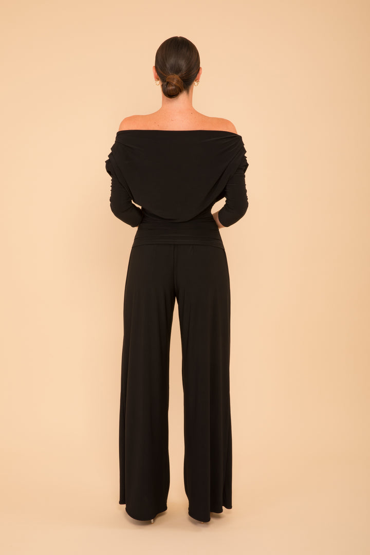 Carbon jumpsuit with sleeve in black