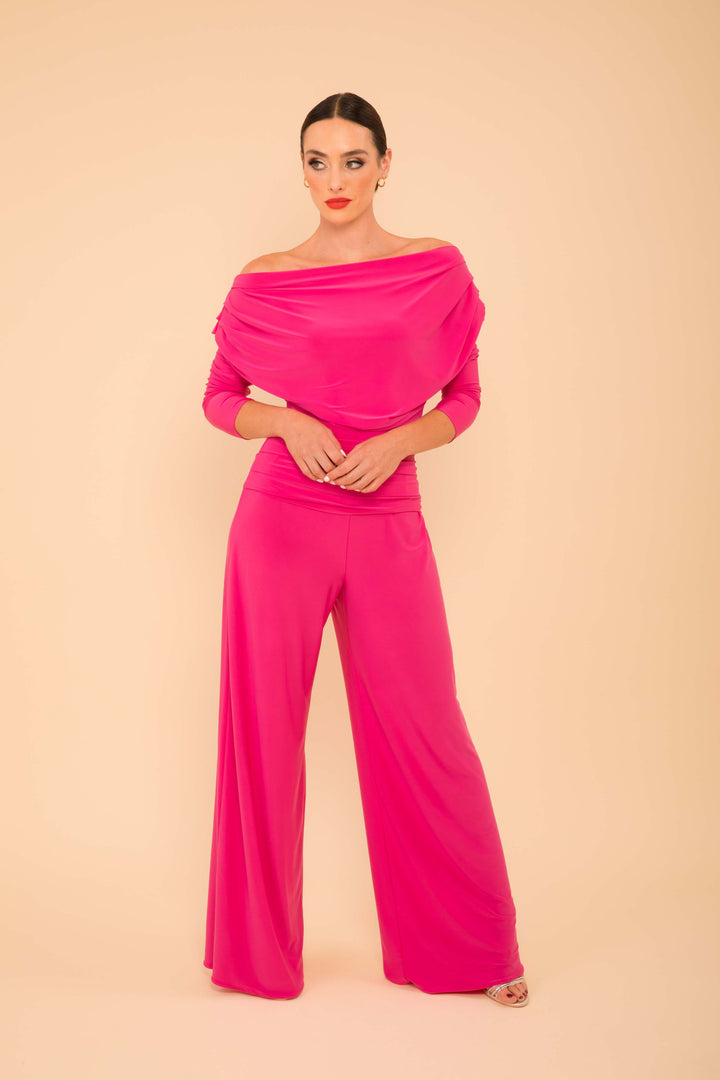 ATOM LABEL carbon jumpsuit with sleeve in hot pink