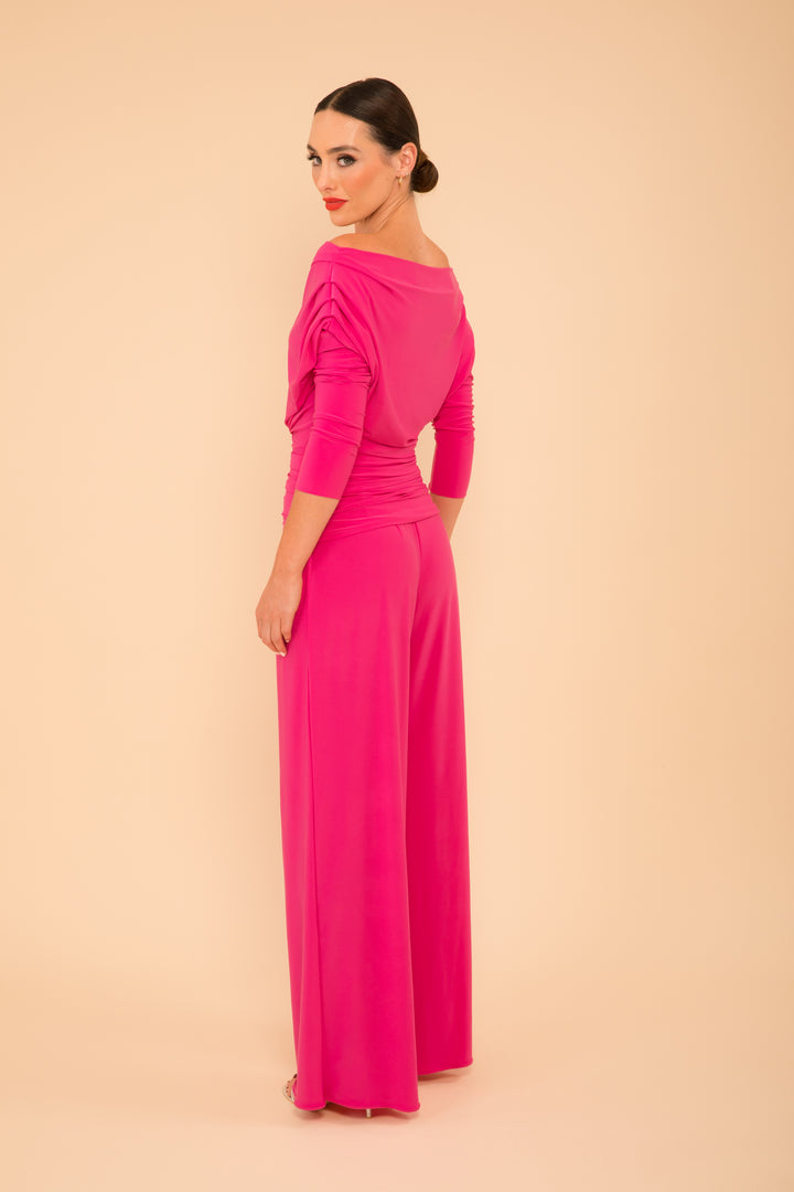 ATOM LABEL carbon jumpsuit with sleeve in hot pink