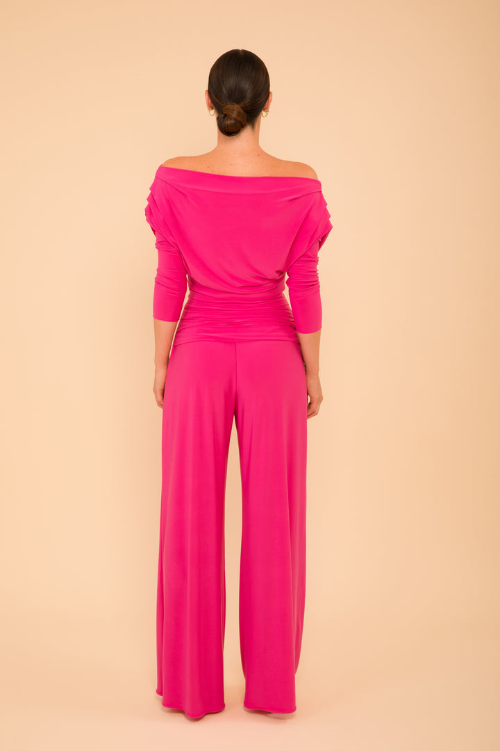 ATOM LABEL carbon jumpsuit with sleeve in hot pink