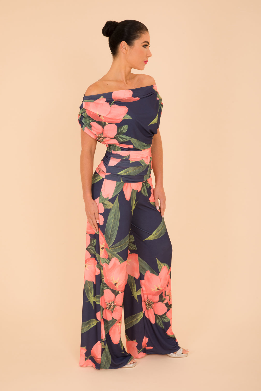 Carbon jumpsuit in navy & coral floral