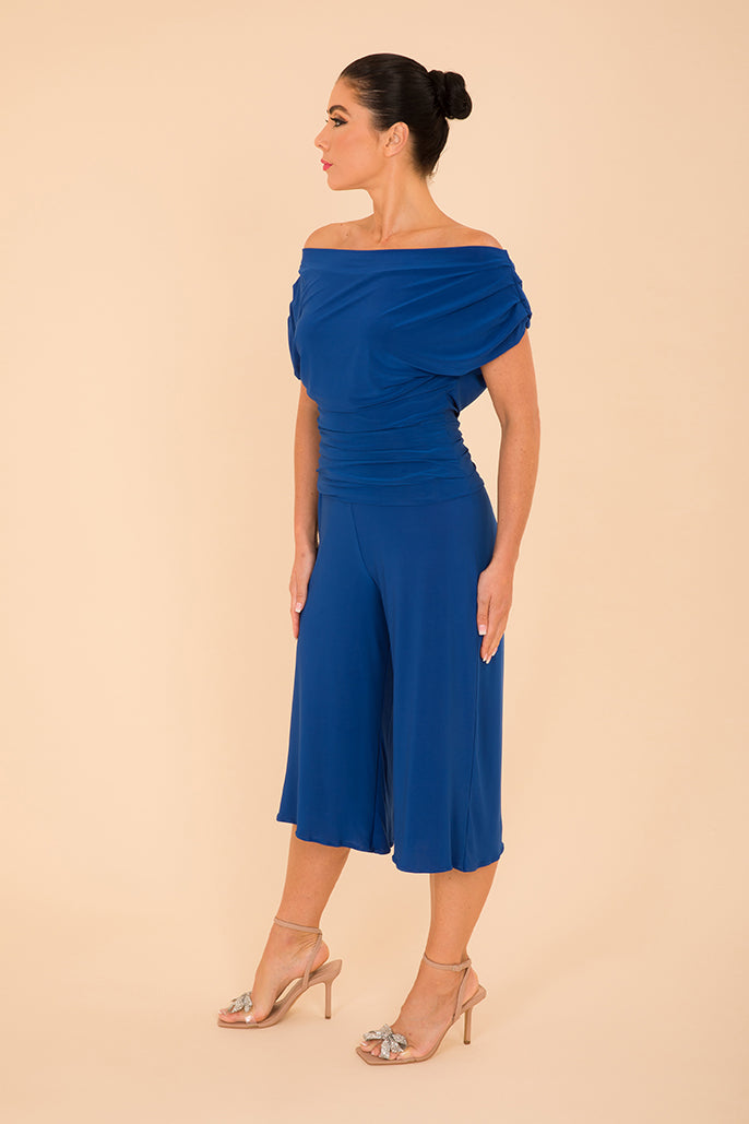 ATOM LABEL carbon culotte jumpsuit in cobalt