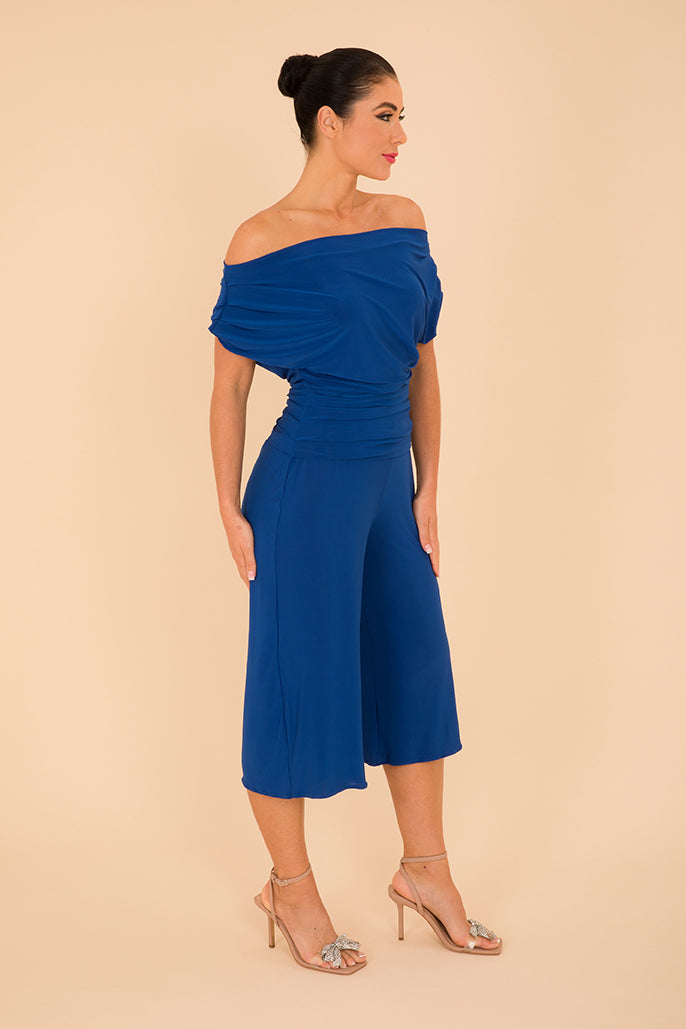 ATOM LABEL carbon culotte jumpsuit in cobalt