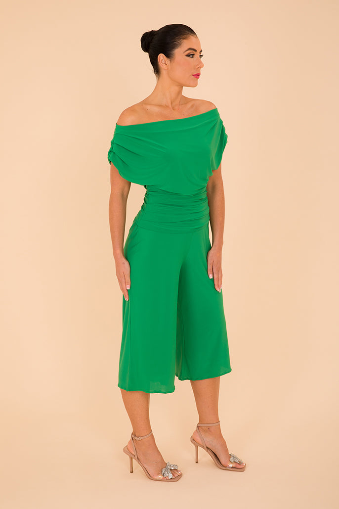 ATOM LABEL carbon culotte jumpsuit in emerald green