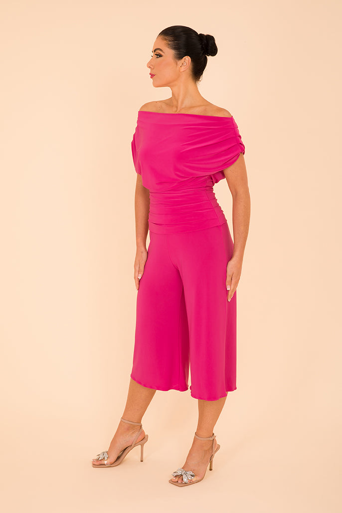 ATOM LABEL carbon culotte jumpsuit in hot pink