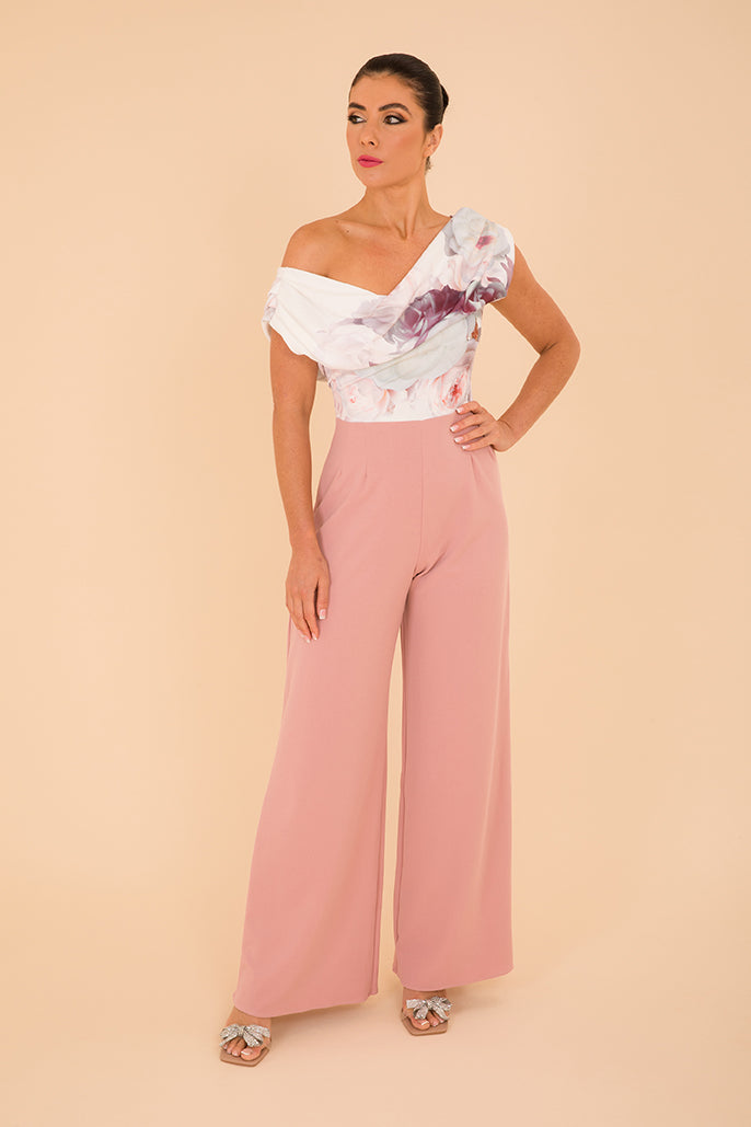 ATOM LABEL venice jumpsuit in blush & blush floral