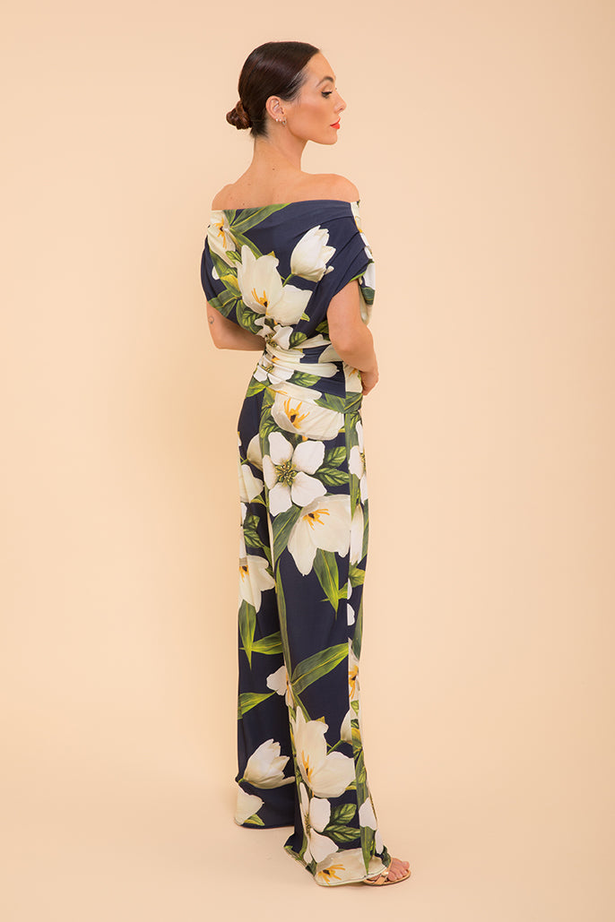 Carbon jumpsuit in navy Lily print