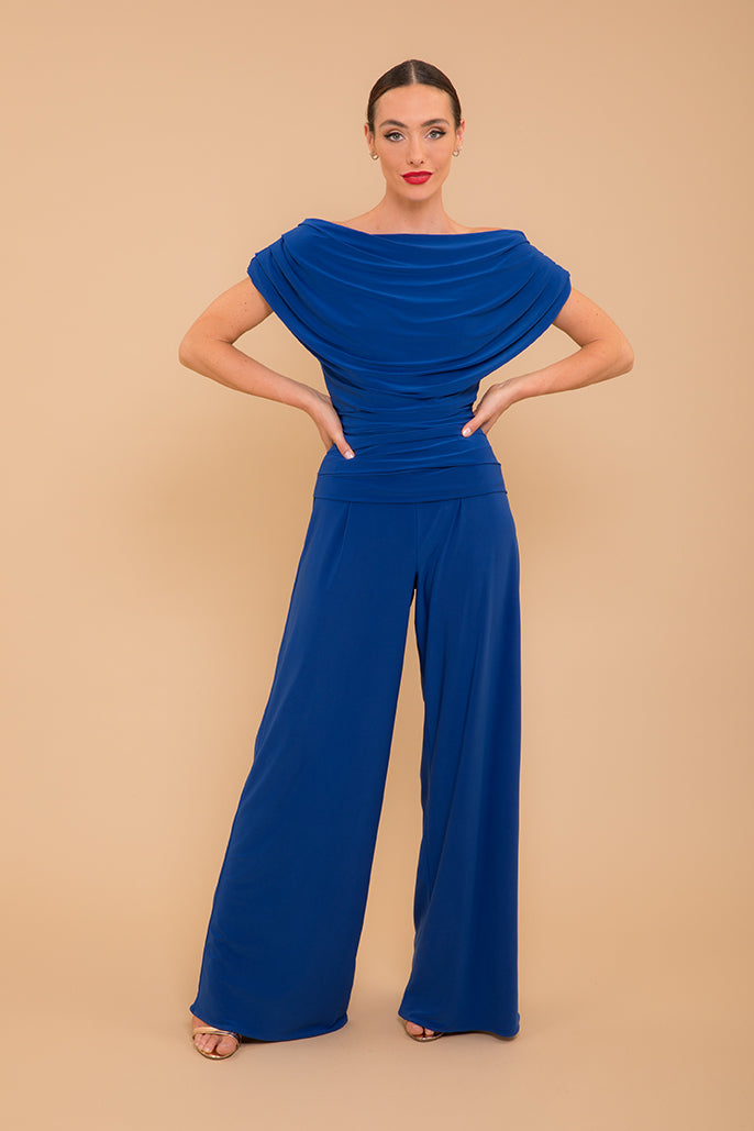 Carbon jumpsuit in cobalt blue